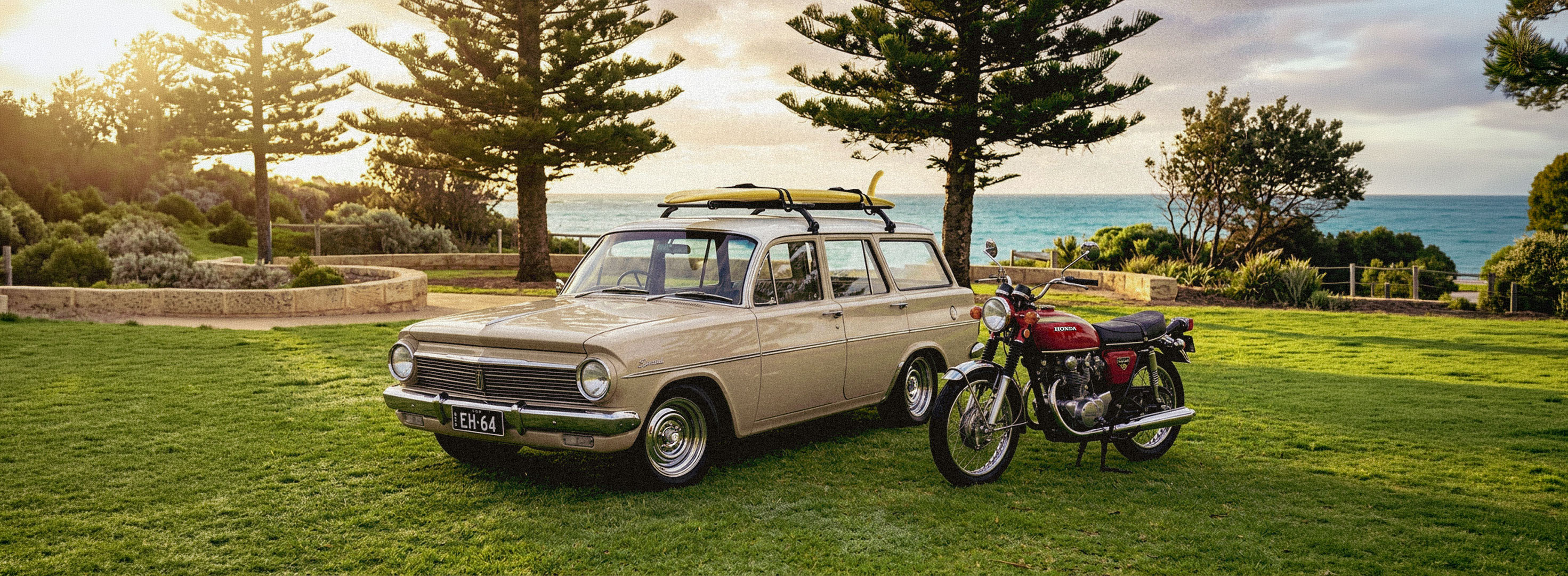 EH Holden and Honda CB450